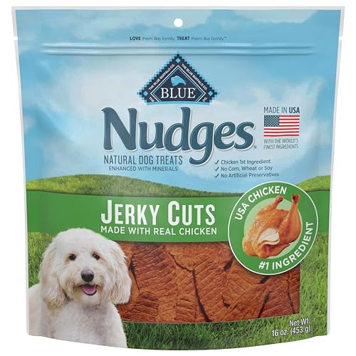 Blue Buffalo Nudges Jerky Bites Dog Treats, Made in the USA with Natural Ingredients, Bite-Sized Pieces, Chicken, 16-oz. Bag