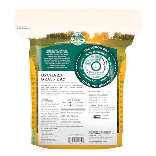 Oxbow Animal Health Orchard Grass Hay - All Natural Grass Hay for Chinchillas, Rabbits, Guinea Pigs, Hamsters & Gerbils - 15 oz.