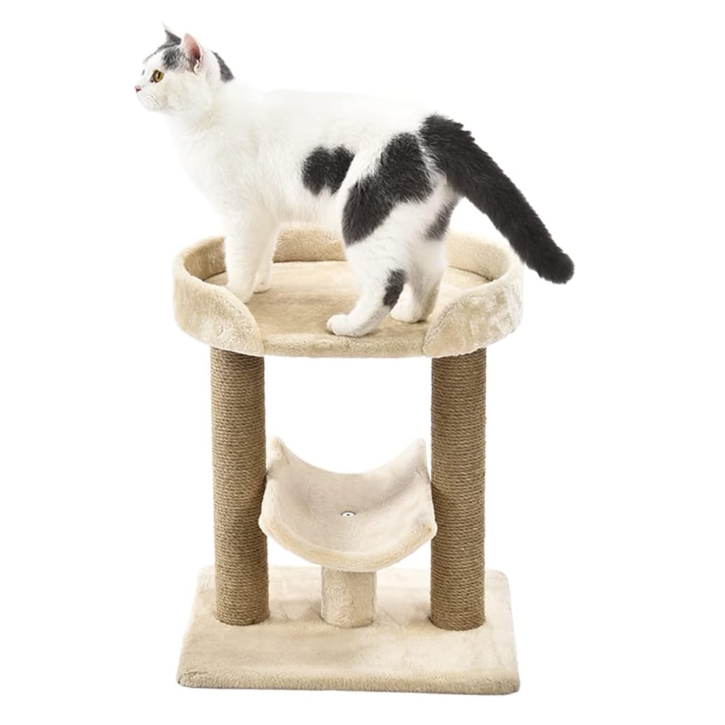 Top Platform Cat Tree With Scratching Post - 18 x 14 x 22 Inches, Indoor, Beige