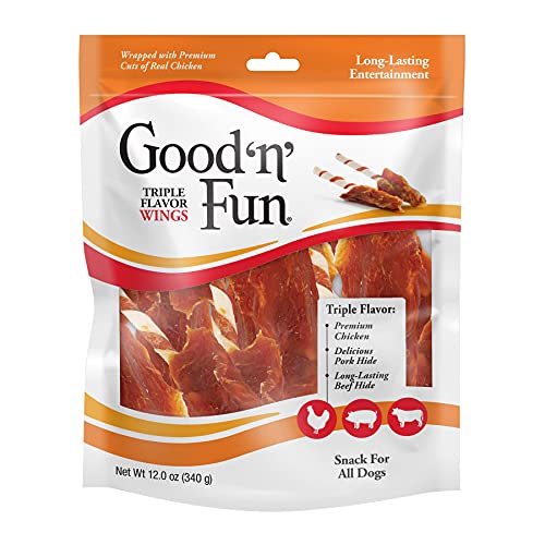 Good'N'Fun P-94130 Triple Flavor Wings Dog Chews, One Size