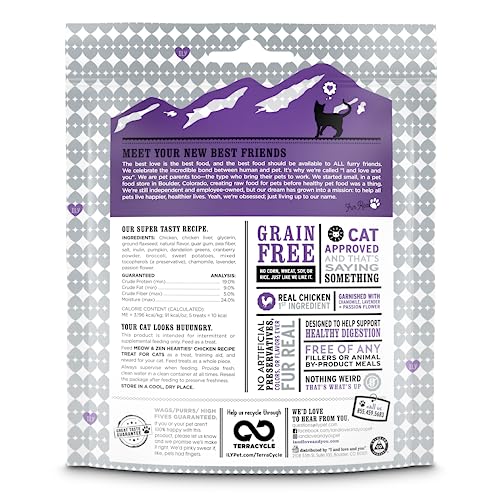 Meow and Zen Hearties, Coat Support Grain Free Cat Treats, Salmon Recipe With Omegas 3 and 6, Model Number: T11305, 4 Ounce (Pack of 8)