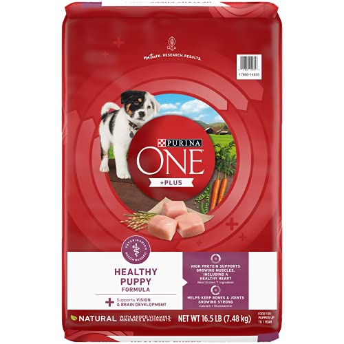 Purina ONE Plus Healthy Puppy Formula High Protein Natural Dry Puppy Food with Added Vitamins, Minerals and Nutrients - 16.5 lb. Bag