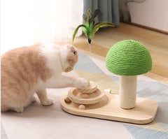 Scratching board for cats in the form of a tree combined with toys