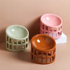 Ceramic High-foot Oblique Neck Pet Bowl