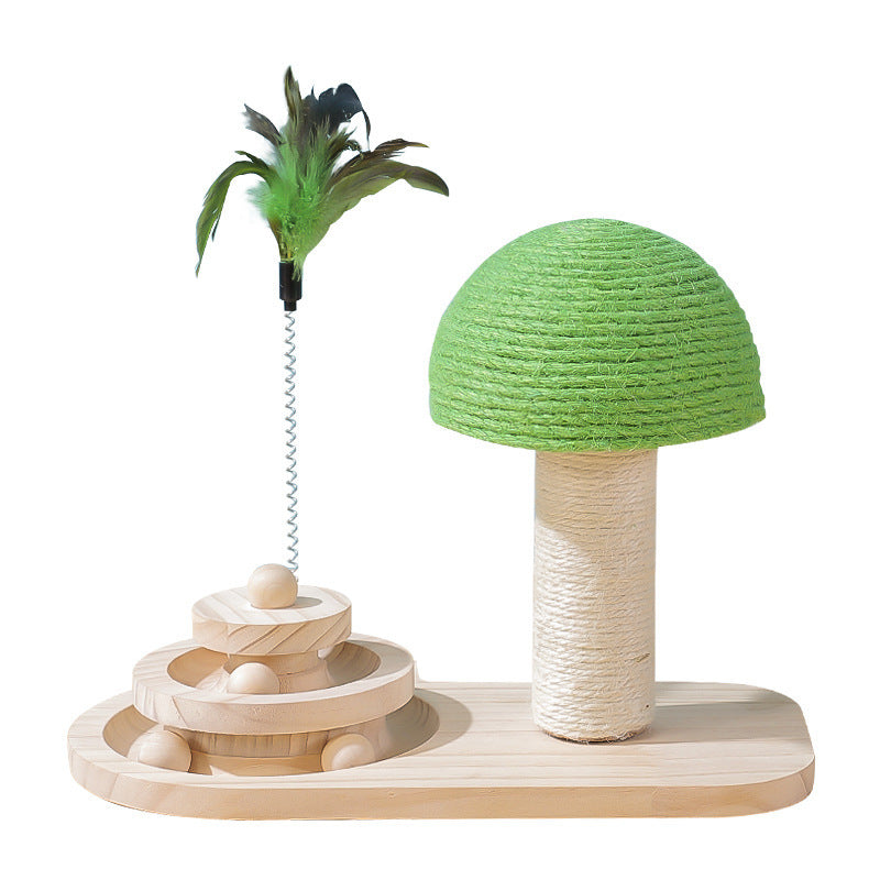 Scratching board for cats in the form of a tree combined with toys