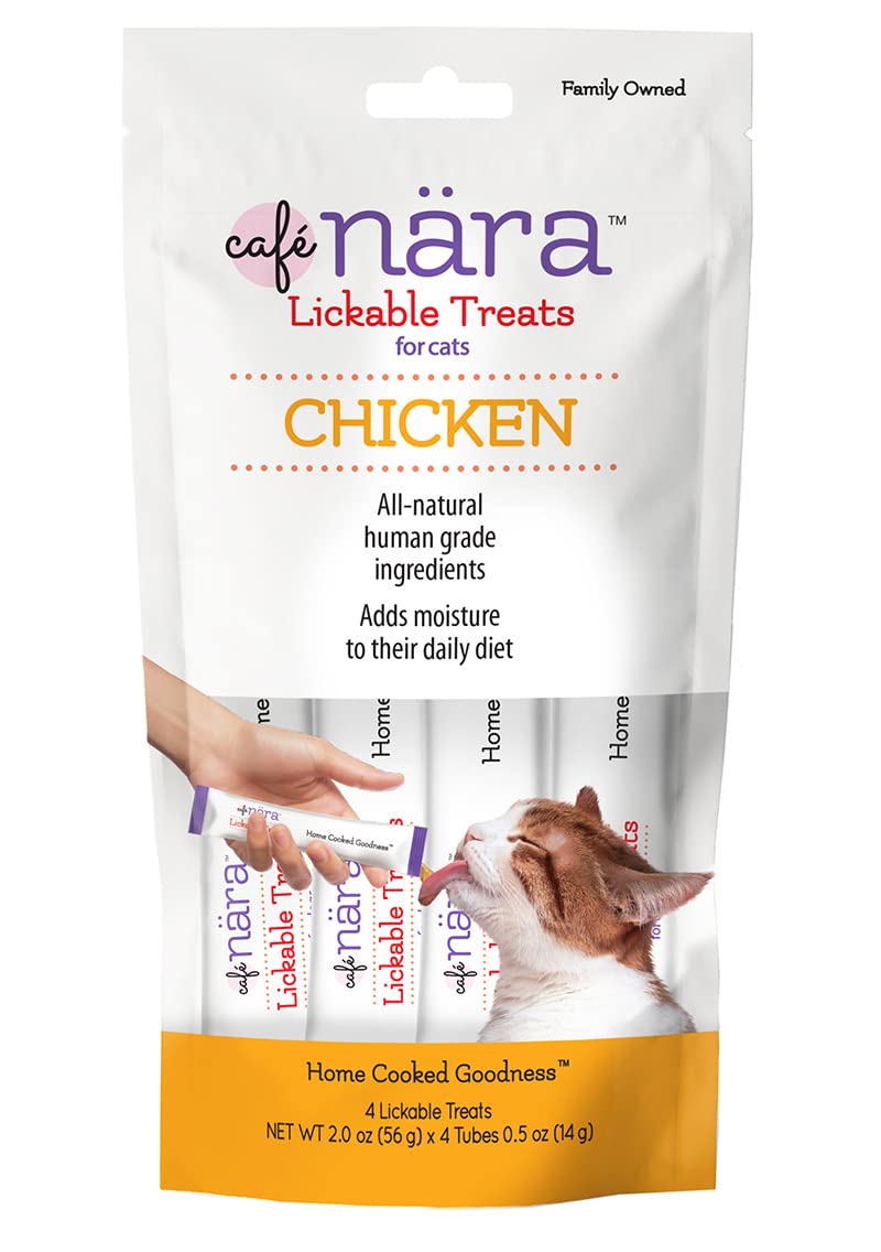 Café Nara Chicken Flavored Lickable Treats for Cats (Pack of 4-14g Tubes, 56 g/2 oz)