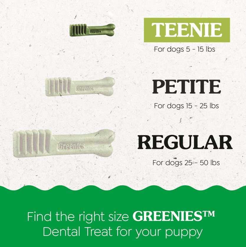 Greenies Puppy Teenie Size Natural Dental Dog Treats, 6 oz. Pack (22 Treats)