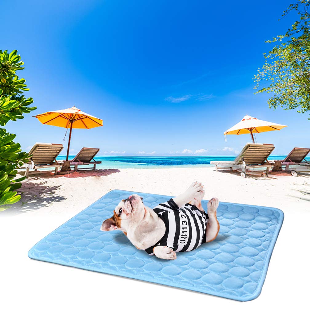 Cooling Mat Pad for Dogs Cats Ice Silk Mat Cooling Blanket Cushion for Kennel/Sofa/Bed/Floor/Car Seats Cooling (Dog Cooling mat-Blue)