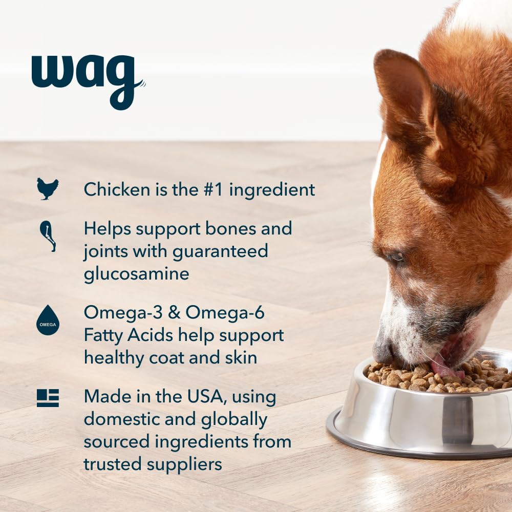 Amazon Brand – Wag Dry Dog Food, Chicken and Brown Rice, 30 lb Bag