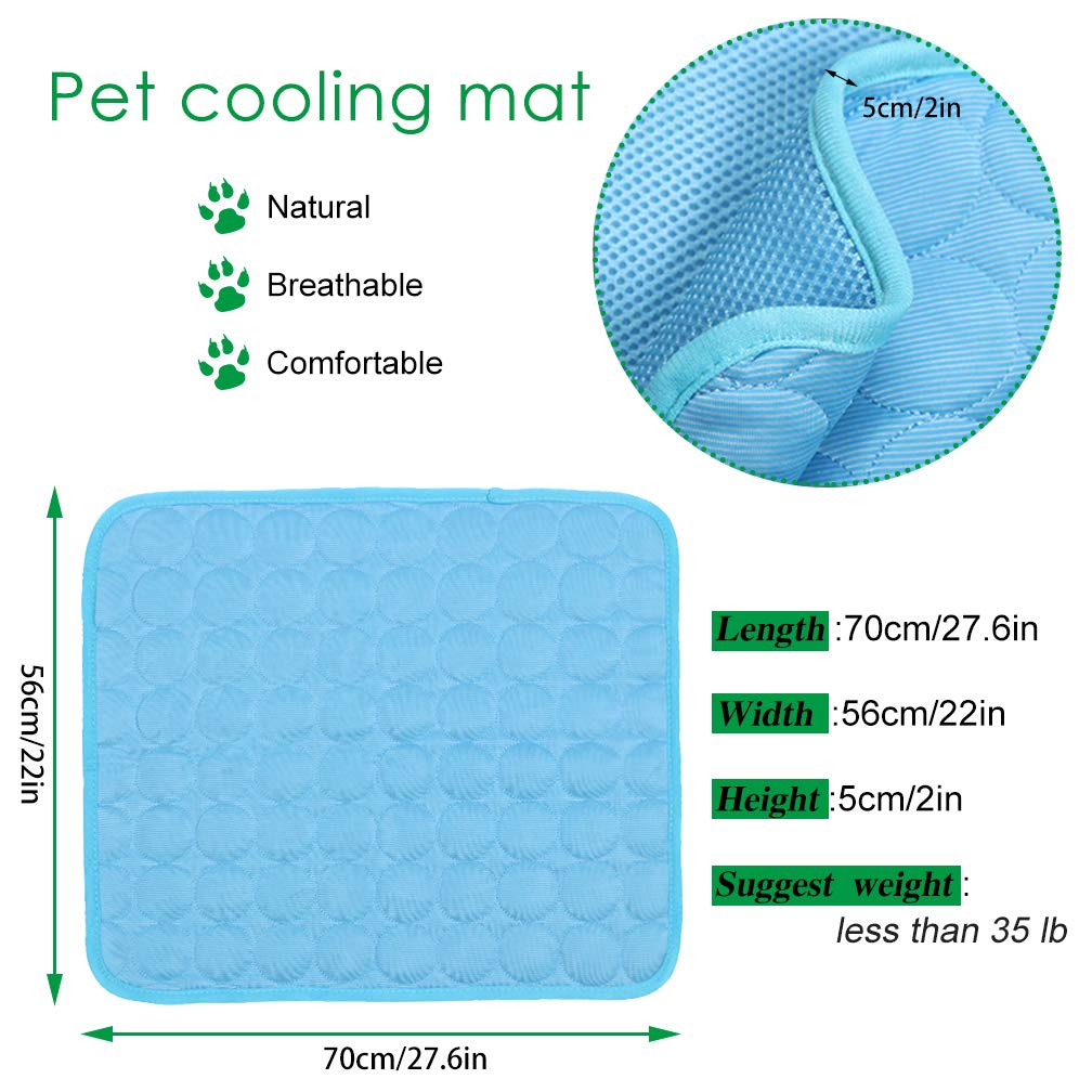 Cooling Mat Pad for Dogs Cats Ice Silk Mat Cooling Blanket Cushion for Kennel/Sofa/Bed/Floor/Car Seats Cooling (Dog Cooling mat-Blue)