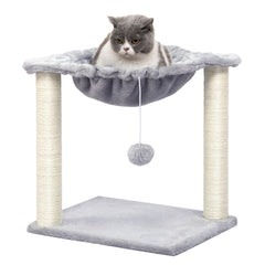 Cat Tree, Small Kittens Tower, 15.7 x 11.8 x 16.5 Inches, Hammock with Sisal Scratching Posts, Pet House Furniture, Light Gray LG08CT03