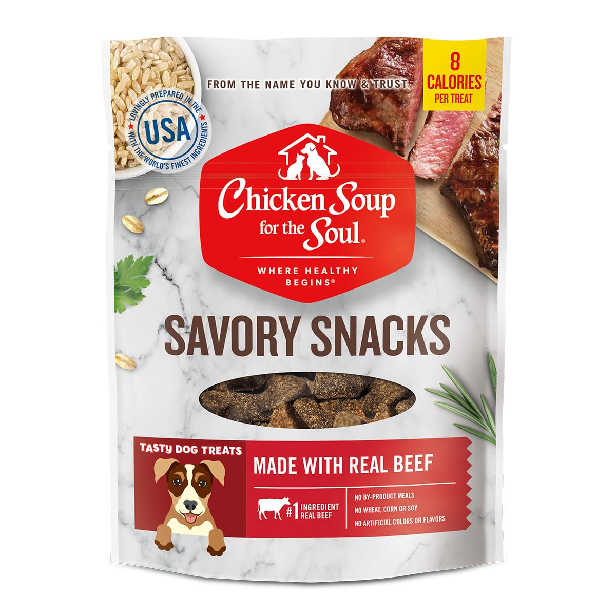 Chicken Soup For The Soul Pet Food Savory Snacks Dog Treats, Beef, 6 Ounce Bag | Soy, Corn & Wheat Free, No Artificial Flavors or Preservatives