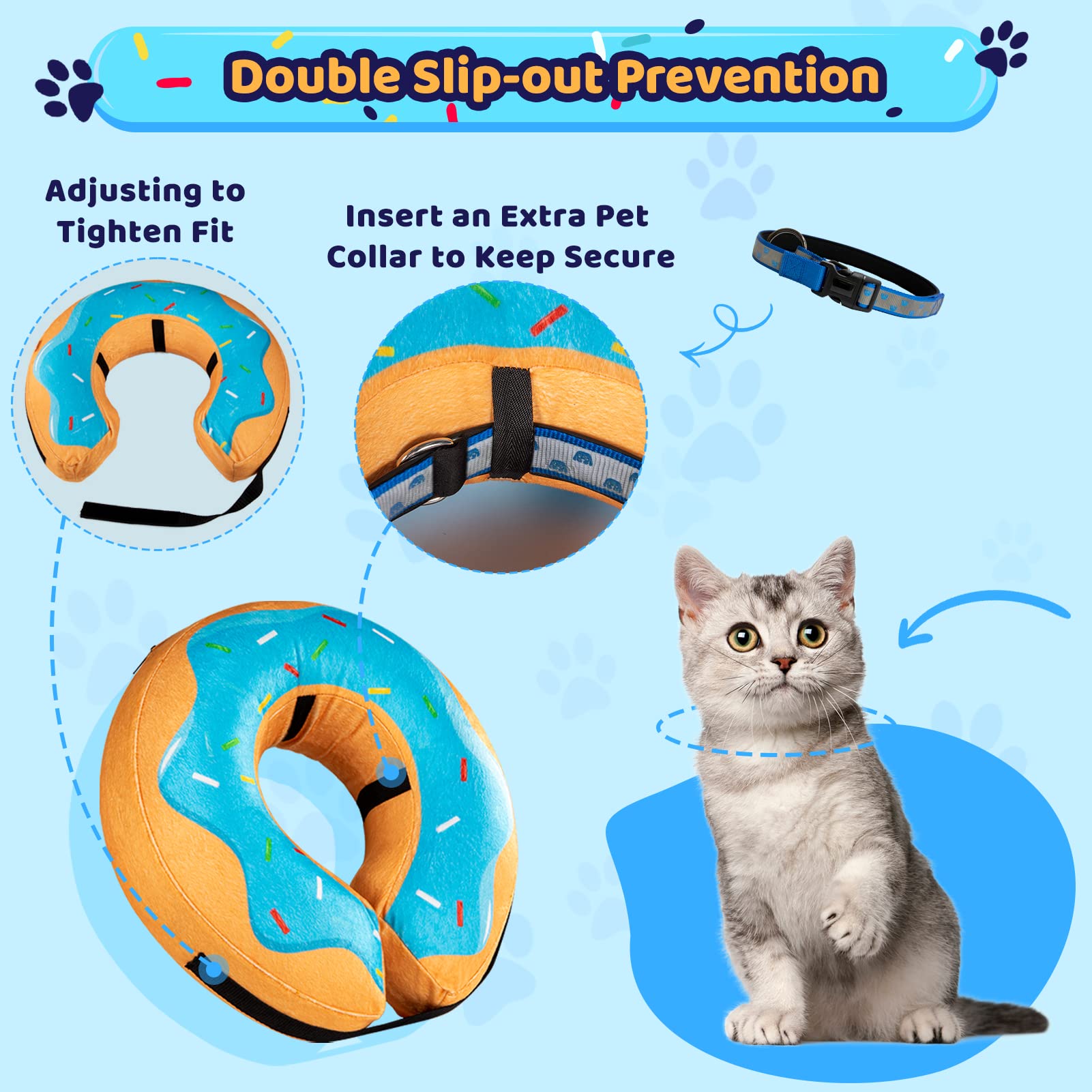 Grand Line Donut Inflatable Collar for Dogs and Cats, Soft Recovery Dog Cone After Surgery, Protective Pet Neck Cone for Small, Medium, Large Dogs, Not Block Vision (Blue, S)