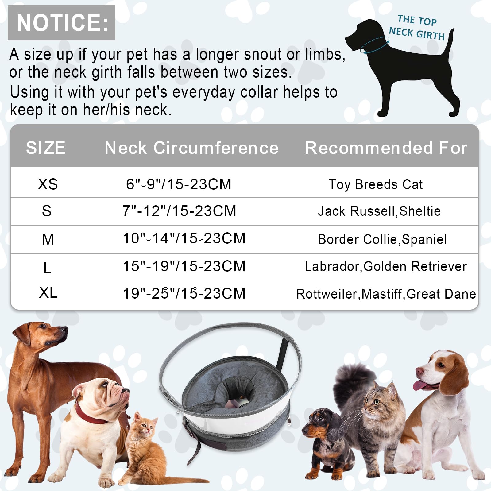 Dog Cone Collar, Inflatable Dog Cone After Surgery for Small Medium Large Dogs, Soft Dog Cone of Alternative with Enhanced Anti-Licking Guard Shield for Pets (Grey, S (Neck: 5"-8"))