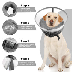 Dog Cone Collar, Inflatable Dog Cone After Surgery for Small Medium Large Dogs, Soft Dog Cone of Alternative with Enhanced Anti-Licking Guard Shield for Pets (Grey, S (Neck: 5"-8"))