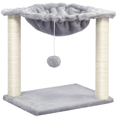 Cat Tree, Small Kittens Tower, 15.7 x 11.8 x 16.5 Inches, Hammock with Sisal Scratching Posts, Pet House Furniture, Light Gray LG08CT03