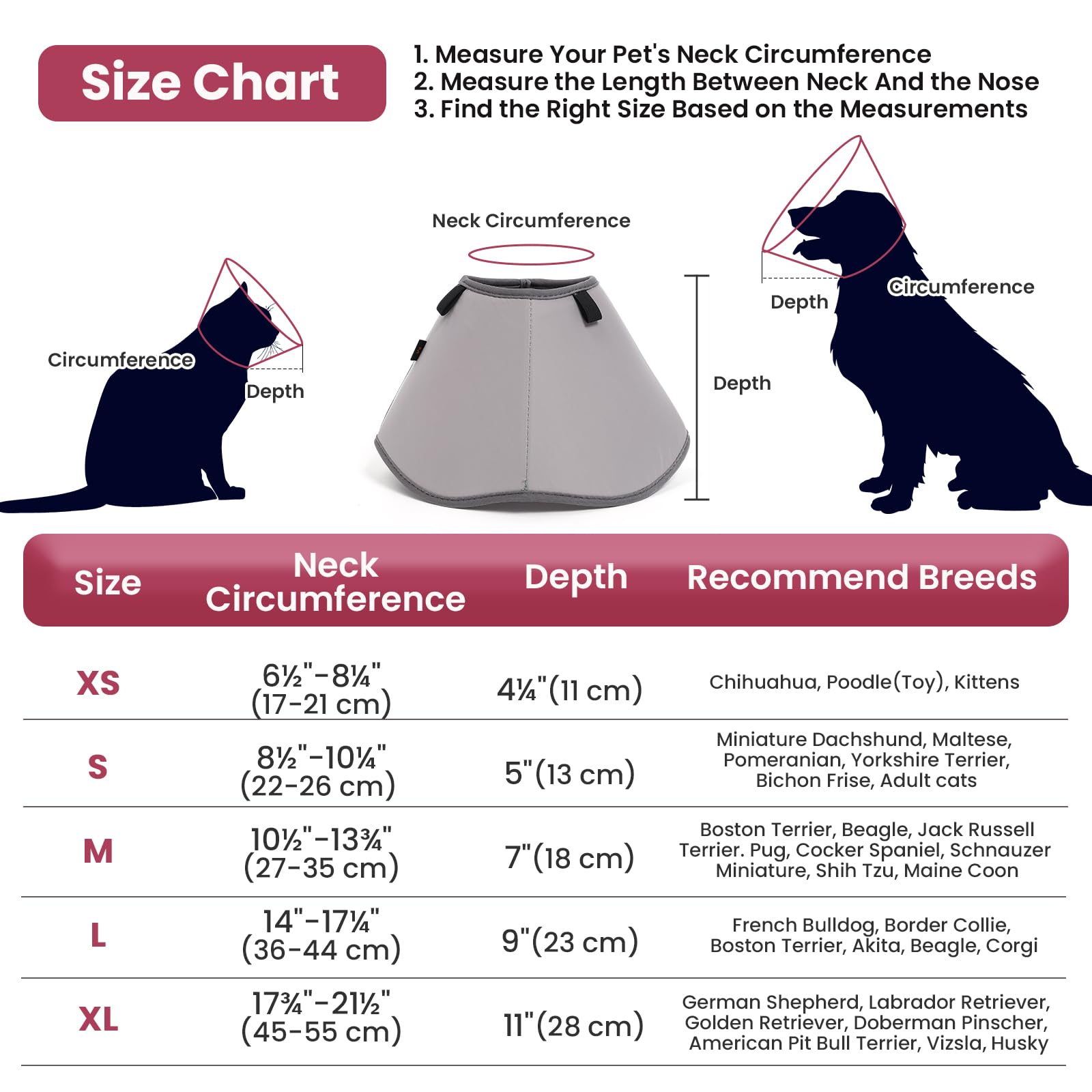 Dog Cones for Small Medium Large Dogs, Cones for Puppies and Kittens After Surgery to Stop Licking, Adjustable Neuter Cone Alternatives, Light Recovery Collar, Elizabethan Collar