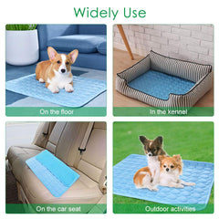 Cooling Mat Pad for Dogs Cats Ice Silk Mat Cooling Blanket Cushion for Kennel/Sofa/Bed/Floor/Car Seats Cooling (Dog Cooling mat-Blue)