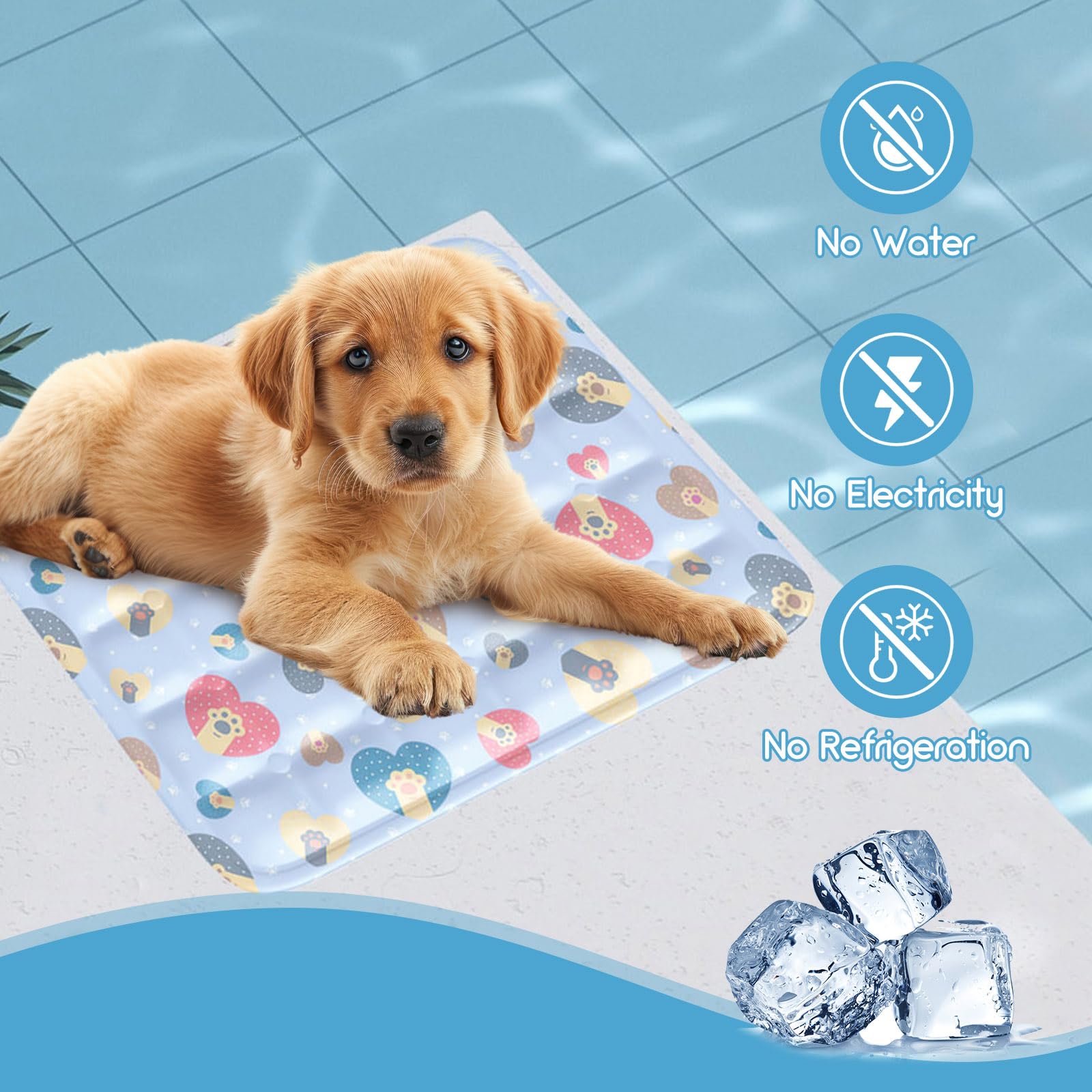 Cooling Mat for Small Dogs Cats, 11.8" x 15.75" Pet Cooling Pad, Summer Puppy Cat Cooling Sleeping Bed, Indoor/Outdoor Cooling Blanket, Anti Slip/Scratch Resistance