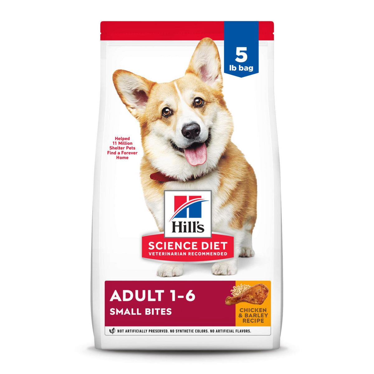 Hill's Science Diet Adult 1-6, Adult 1-6 Premium Nutrition, Small Kibble, Dry Dog Food, Chicken & Barley, 5 lb Bag