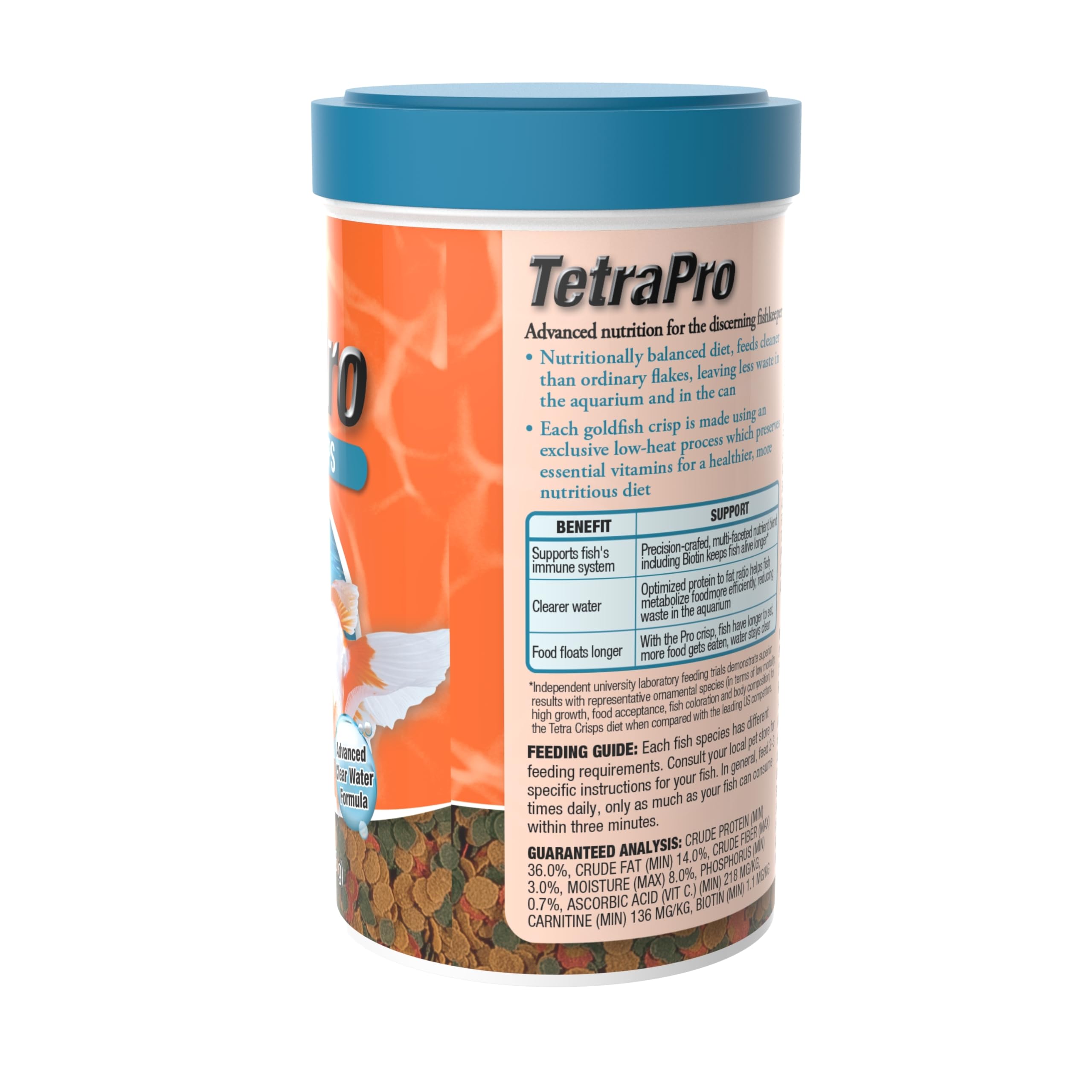 Tetra TetraPro Goldfish Crisps Fish Food, enhanced with biotin for optimal health, 3.03 oz