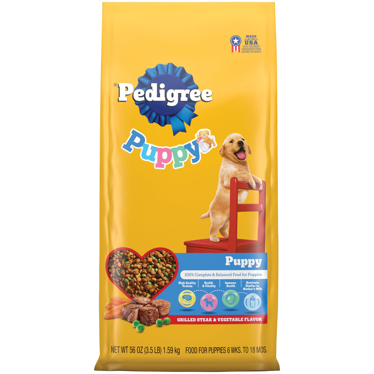 Pedigree Puppy Dry Puppy Food, Grilled Steak and Vegetable Flavor, 3.5 lb. Bag