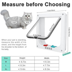 Cat Door for Windows, Pet Doors and Sliding Door, Safety Pet Door with 4 Way Lock, Weatherproof Cat Flap for Thin Door and Wall(Medium, 6.7in x 6.3in Flap)