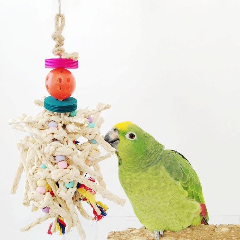 Natural Corn Husk Parrot Bite Toy