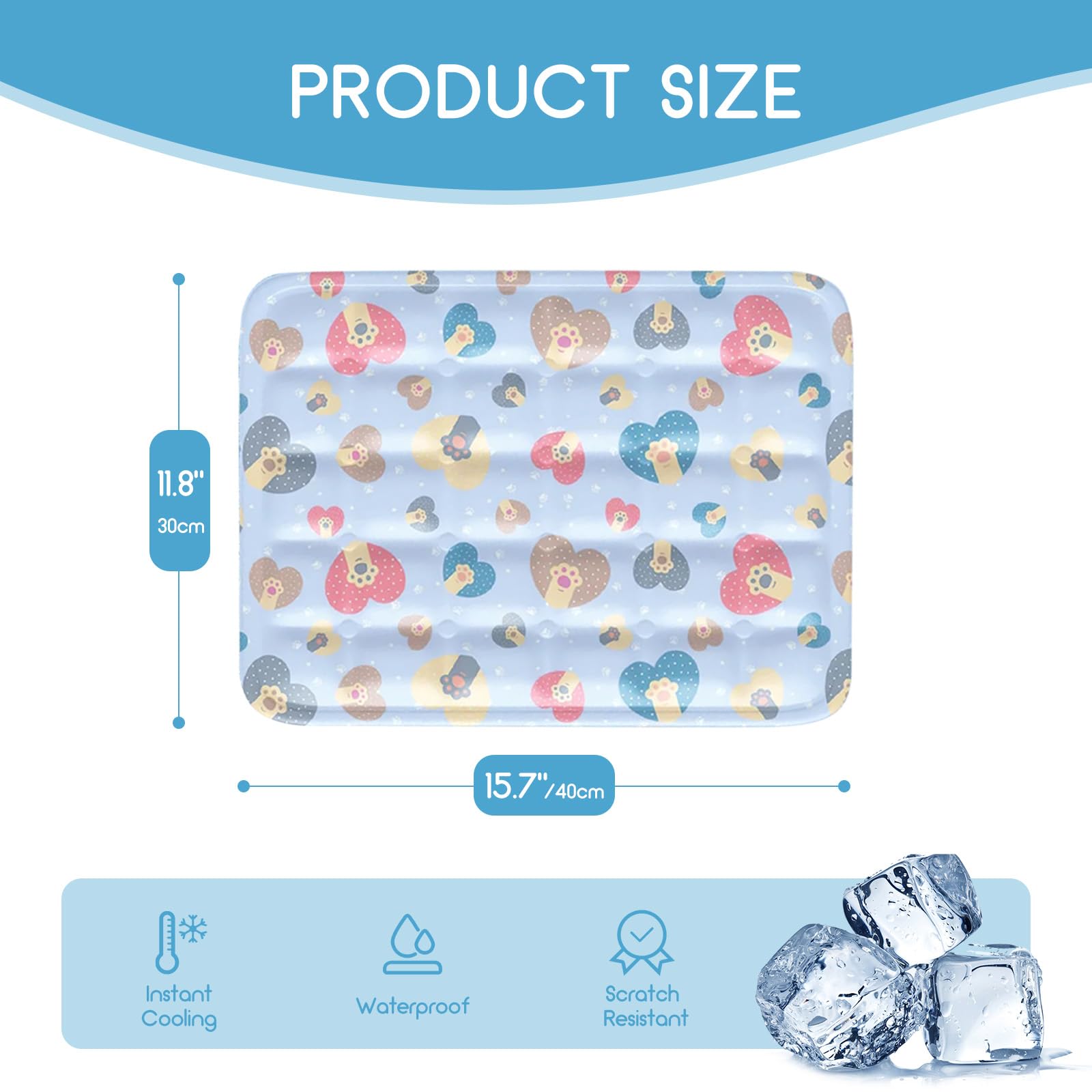 Cooling Mat for Small Dogs Cats, 11.8" x 15.75" Pet Cooling Pad, Summer Puppy Cat Cooling Sleeping Bed, Indoor/Outdoor Cooling Blanket, Anti Slip/Scratch Resistance