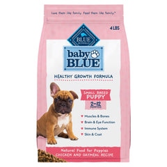 Blue Buffalo Baby BLUE Natural Small Breed Puppy Dry Dog Food, Healthy Growth Formula with DHA, Chicken and Oatmeal Recipe, 4-lb. Bag