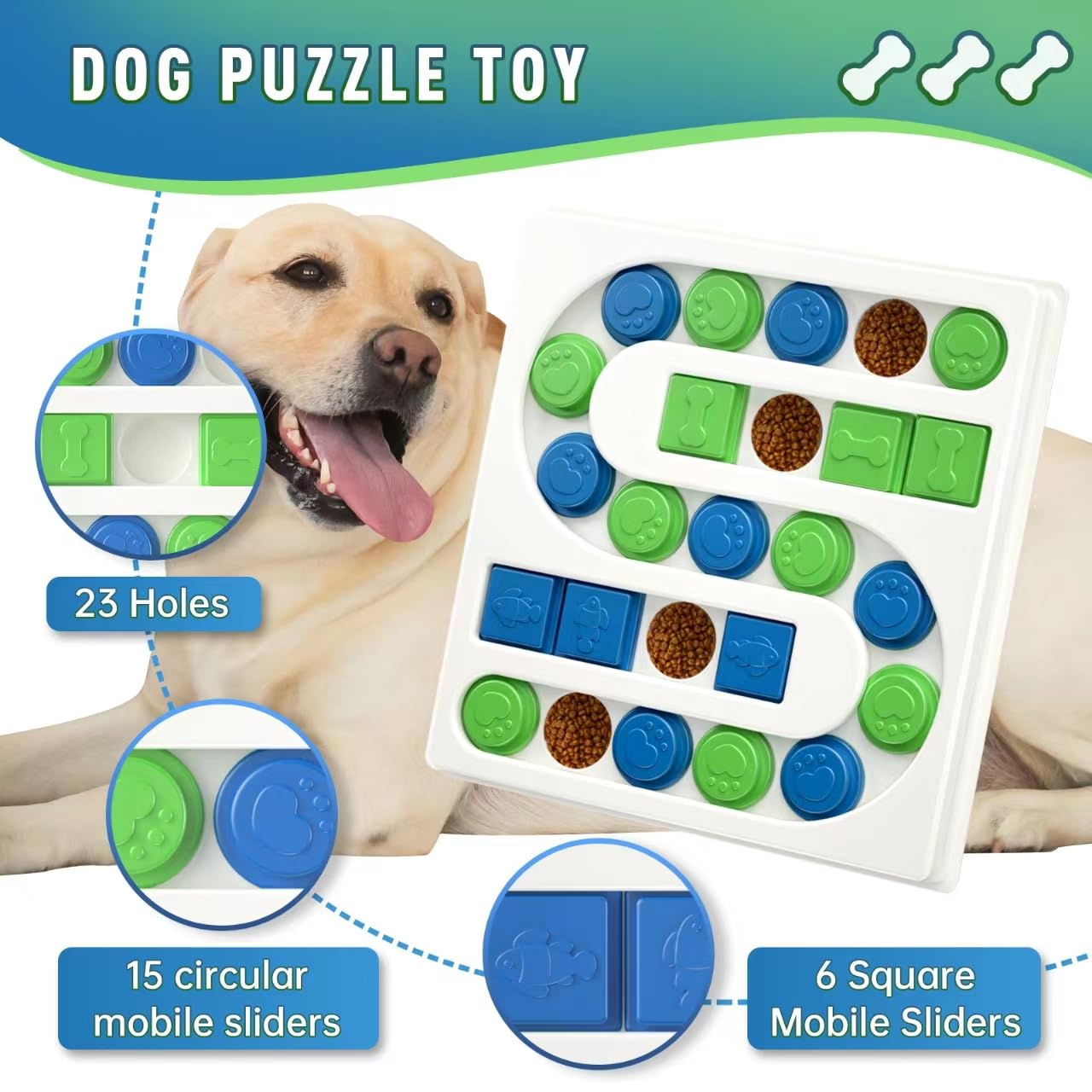 Dog Puzzle Toys,Dog Treat Puzzle,Dogs Food Puzzle Feeder Toys for IQ Training,Interactive Dog Toys, Mental Enrichment