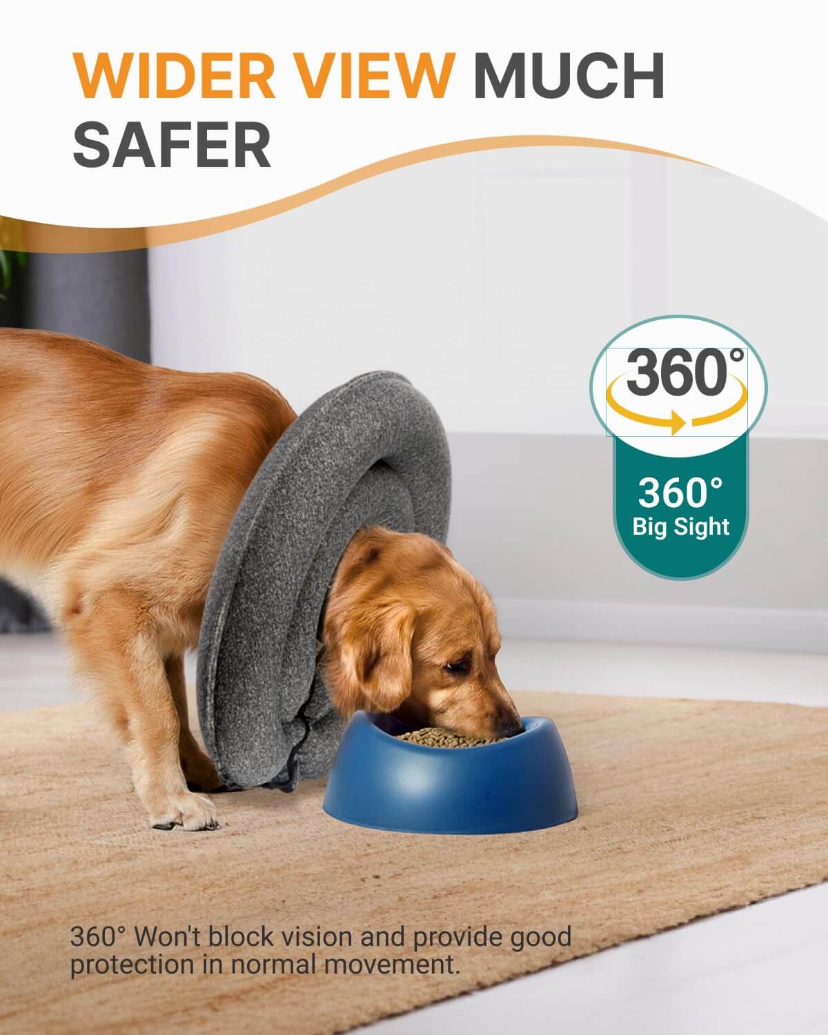 Dog Cone Collar for Large Medium Dogs, Soft Inflatable Dog Cone Alternative After Surgery, Adjustable Protective Recovery Cone - Alternative E Collar Does Not Block Vision (Gray, XS, Patented)