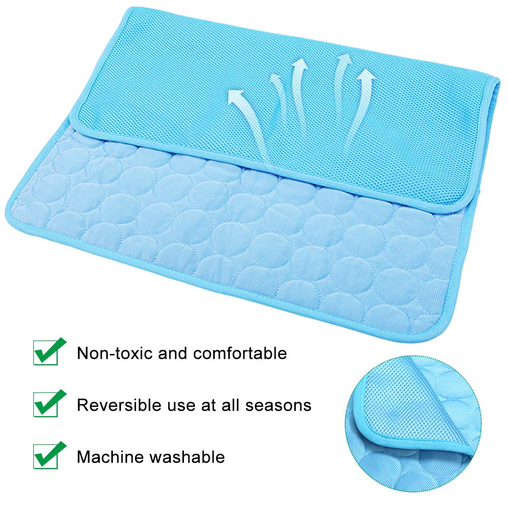 Cooling Mat Pad for Dogs Cats Ice Silk Mat Cooling Blanket Cushion for Kennel/Sofa/Bed/Floor/Car Seats Cooling (Dog Cooling mat-Blue)