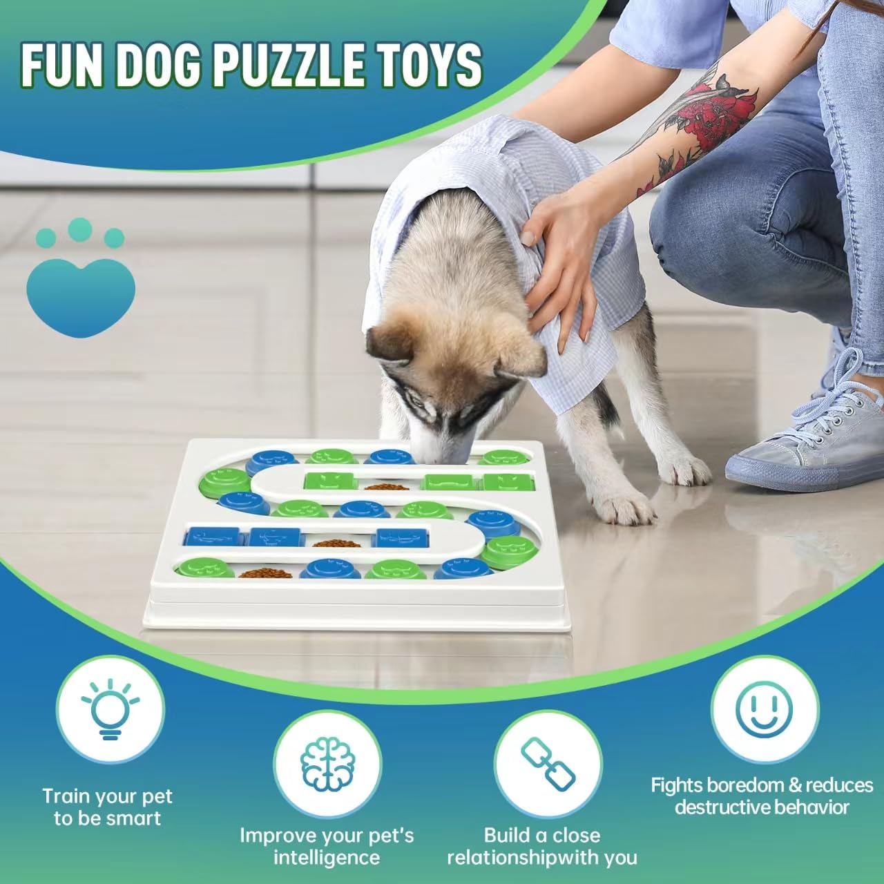 Dog Puzzle Toys,Dog Treat Puzzle,Dogs Food Puzzle Feeder Toys for IQ Training,Interactive Dog Toys, Mental Enrichment