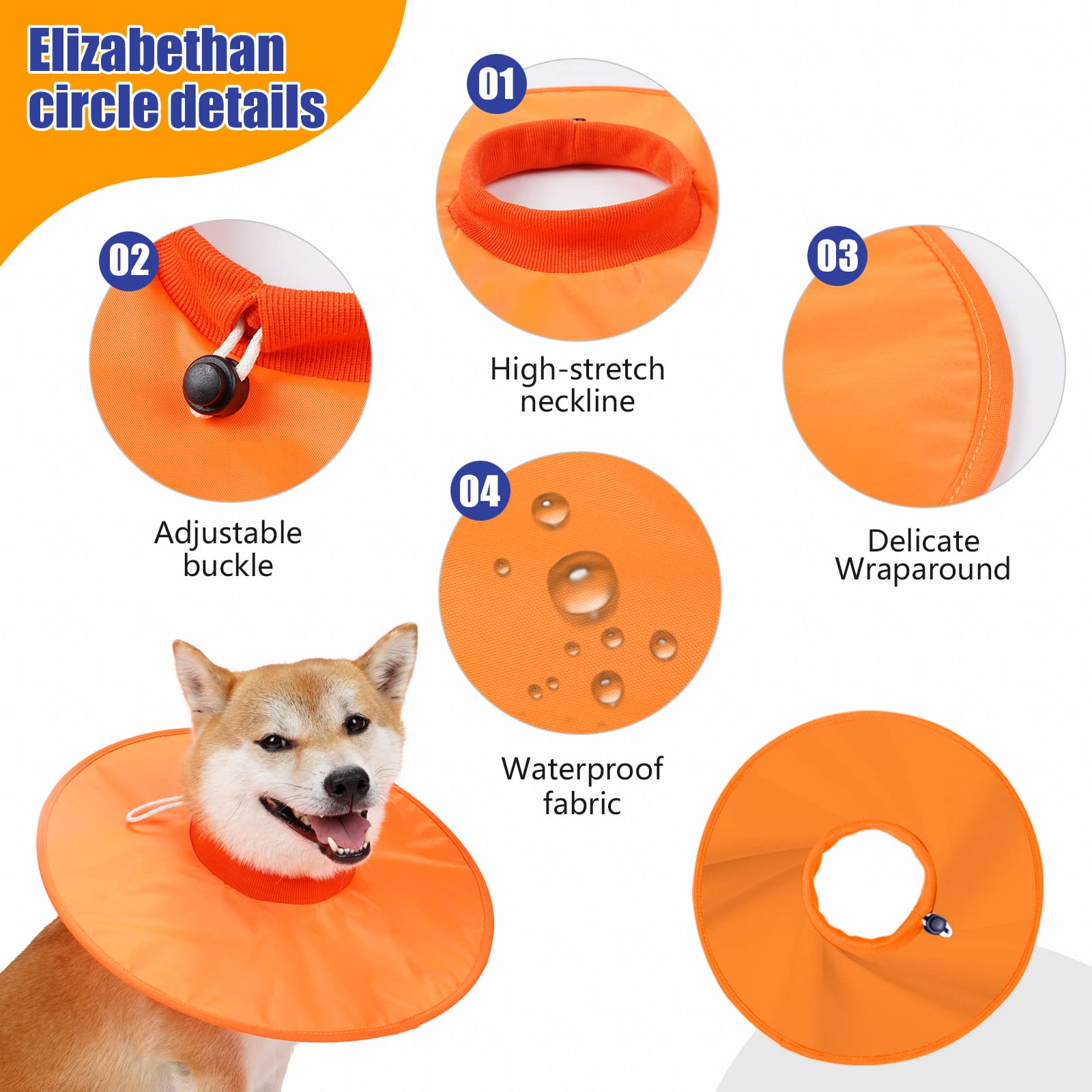 Dog Recovery Collar,Dog Soft Cone Collar Alternative After Surgery,Adjustable,Breathable E Collar for Large/Medium/Small Dogs Cats,Orange S