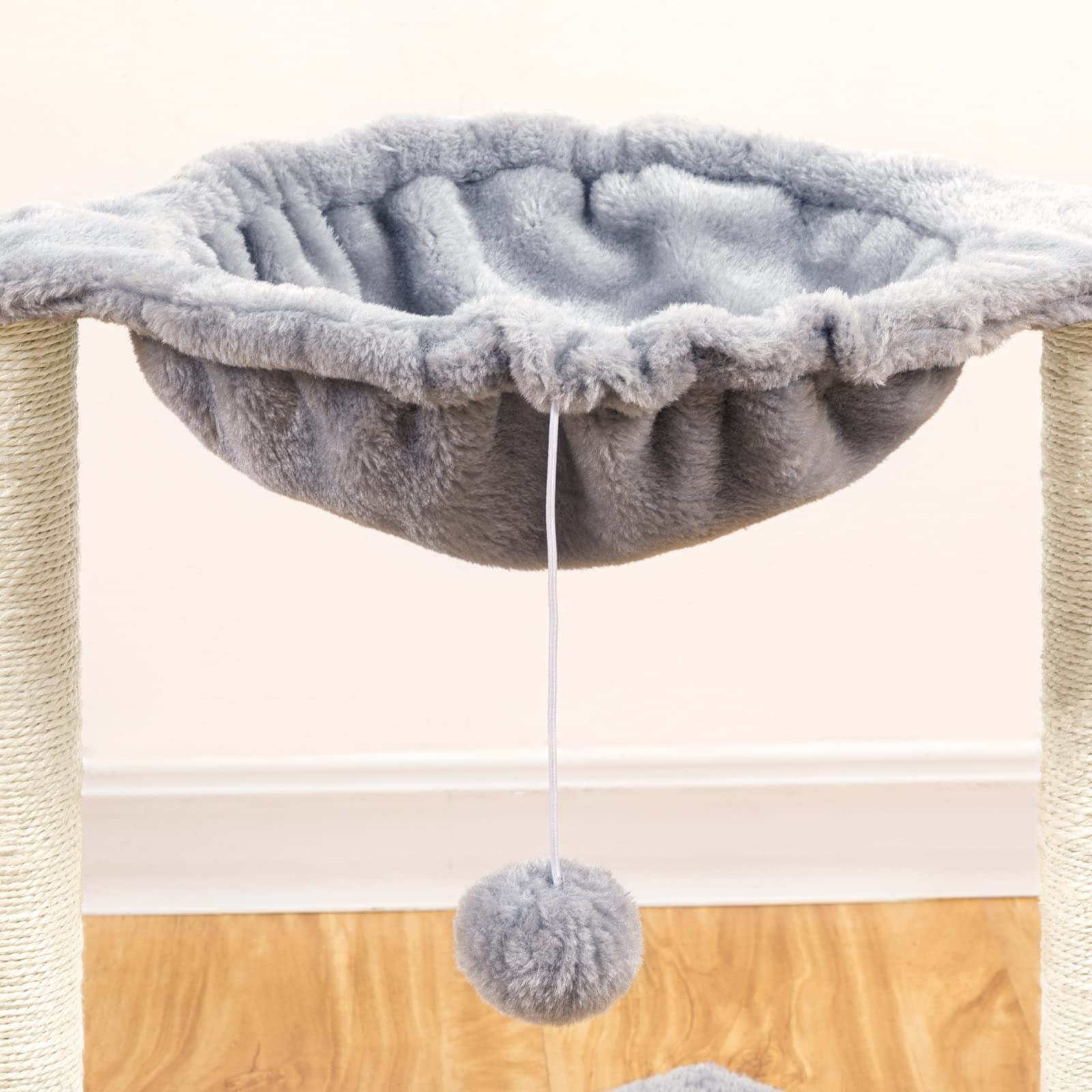 Cat Tree, Small Kittens Tower, 15.7 x 11.8 x 16.5 Inches, Hammock with Sisal Scratching Posts, Pet House Furniture, Light Gray LG08CT03