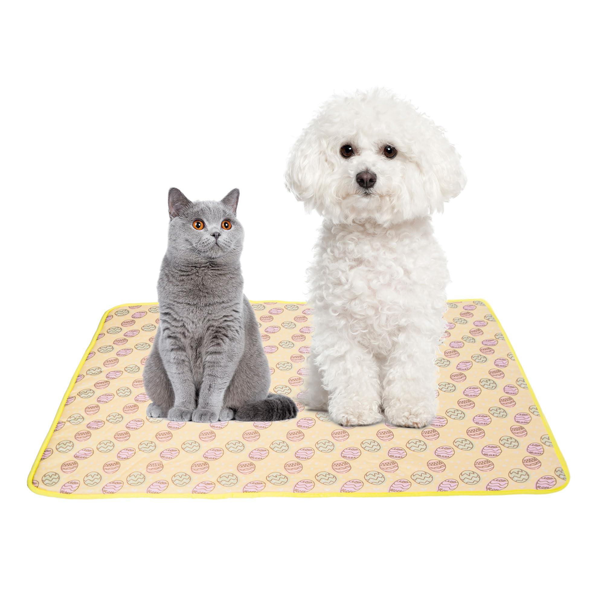 Pet Cooling Mat Cat Dog Cushion Pad Summer Cool Down Comfortable Soft for Pets and Adults (S, Yellow)