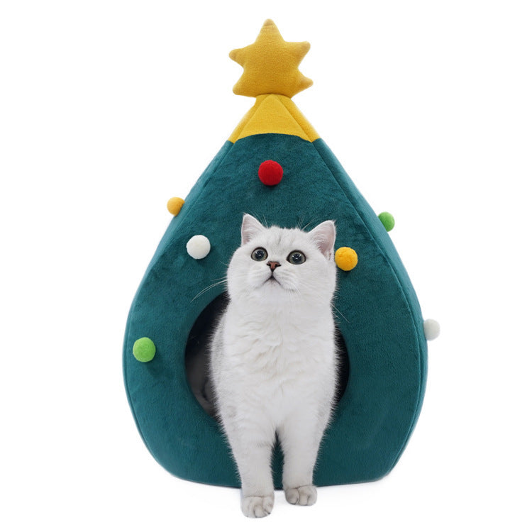 Christmas tree cat bed