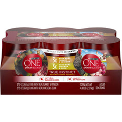 Purina ONE True Instinct Tender Cuts in Gravy with Real Turkey and Venison, and with Real Chicken and Duck High Protein Wet Dog Food Variety Pack - (Pack of 6) 13 Oz. Cans