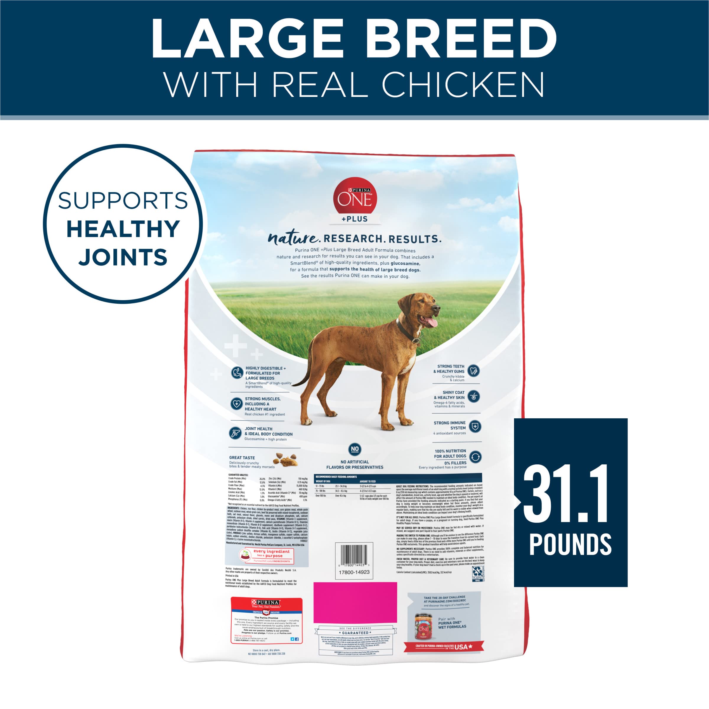 Purina ONE Plus Large Breed Adult Dog Food Dry Formula - 31.1 lb. Bag