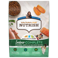 Rachael Ray Nutrish Indoor Complete Premium Natural Dry Cat Food with Added Vitamins, Minerals & Other Nutrients, Chicken with Lentils & Salmon Recipe, 6 Pounds (Packaging May Vary)