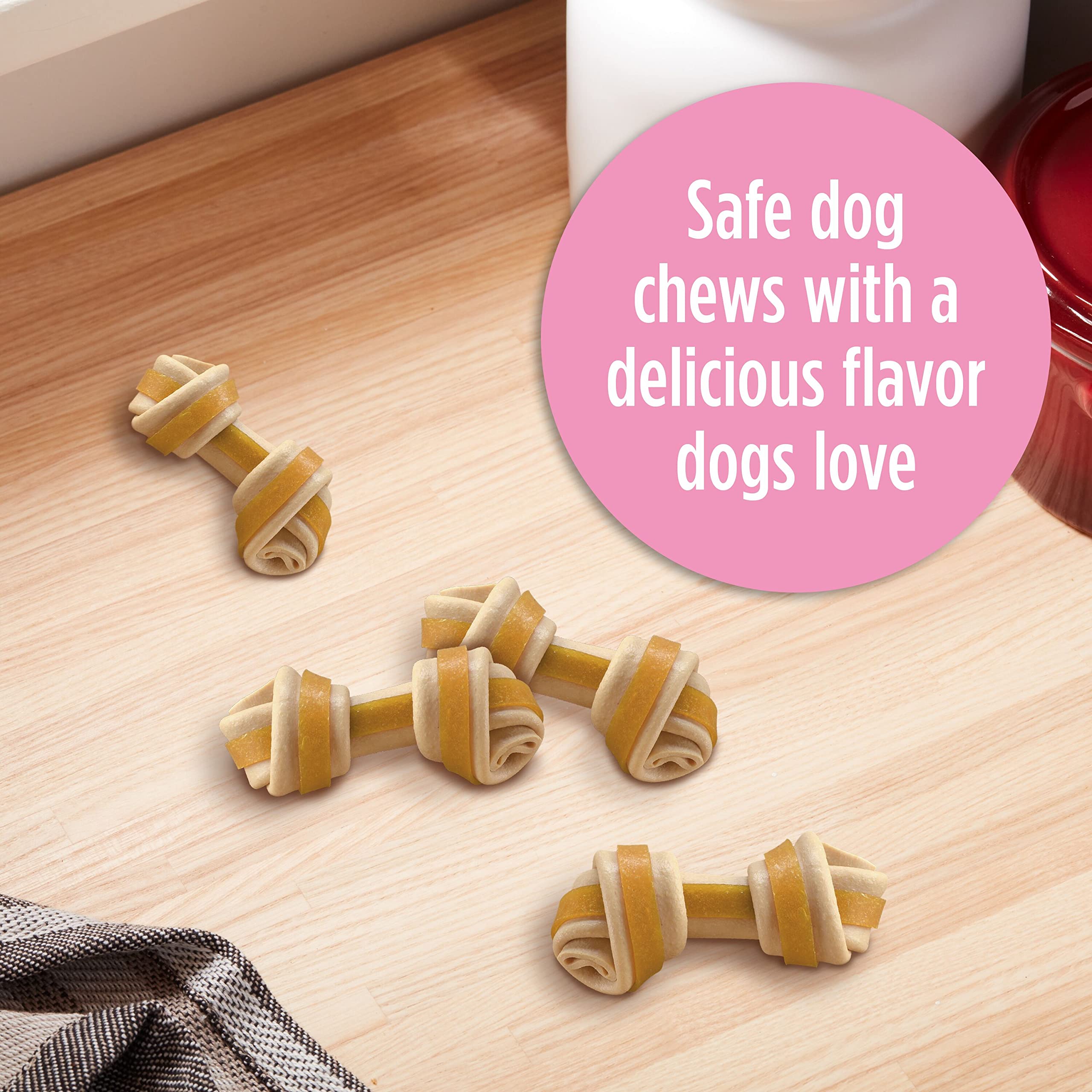 Milk-Bone Chews GnawBones Rawhide Free Dog Treats, Chicken, 30 Long Lasting Mini Knotted Bones