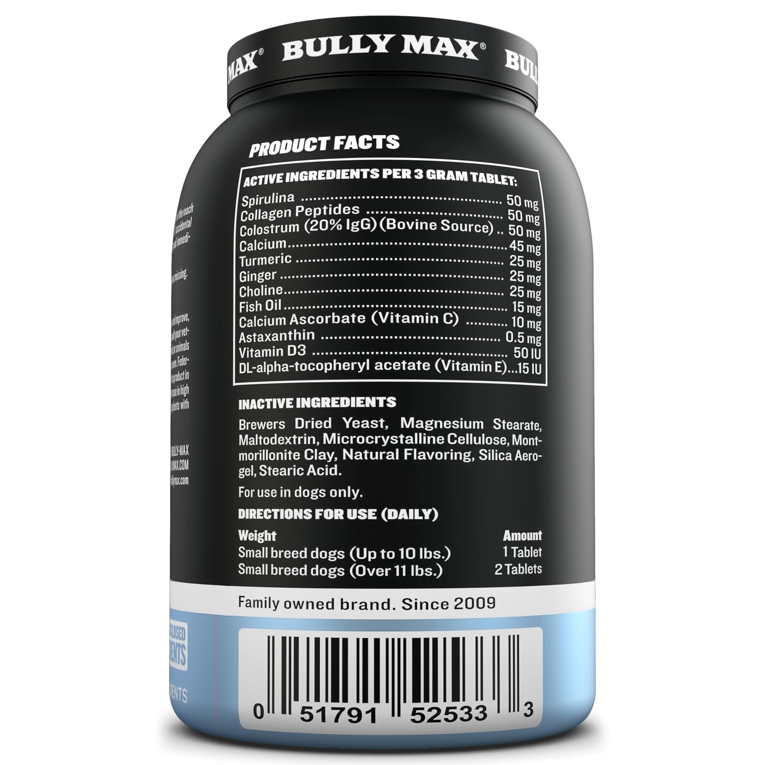 Bully Max Small Breed Dog Immune Support Tablets - Chewable Dog Multivitamin Immunity Booster Supplement Tabs for Puppy & Adult Dogs - Pet Vitamins with Astaxanthin, Colostrum, Turmeric - 30 Tablets