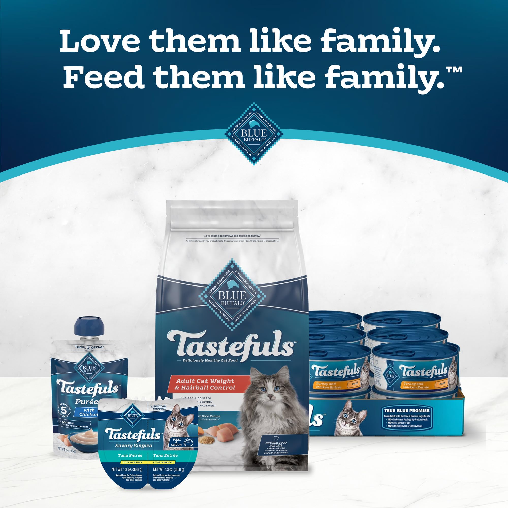 Blue Buffalo Tastefuls Weight & Hairball Control Natural Dry Food for Adult Cats, 3-lb. Bag