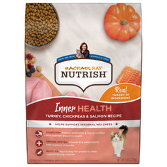 Rachael Ray Nutrish Inner Health Premium Natural Dry Cat Food with Added Vitamins, Minerals & Other Nutrients, Turkey with Chickpeas & Salmon Recipe, 6 Pounds