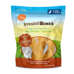 Canine Naturals IrresistiBONES Long Lasting Chicken Chew - Made from USA Raised Chicken – with A Real Meat Coating - All Natural and Easily Digestible - 3 Pack