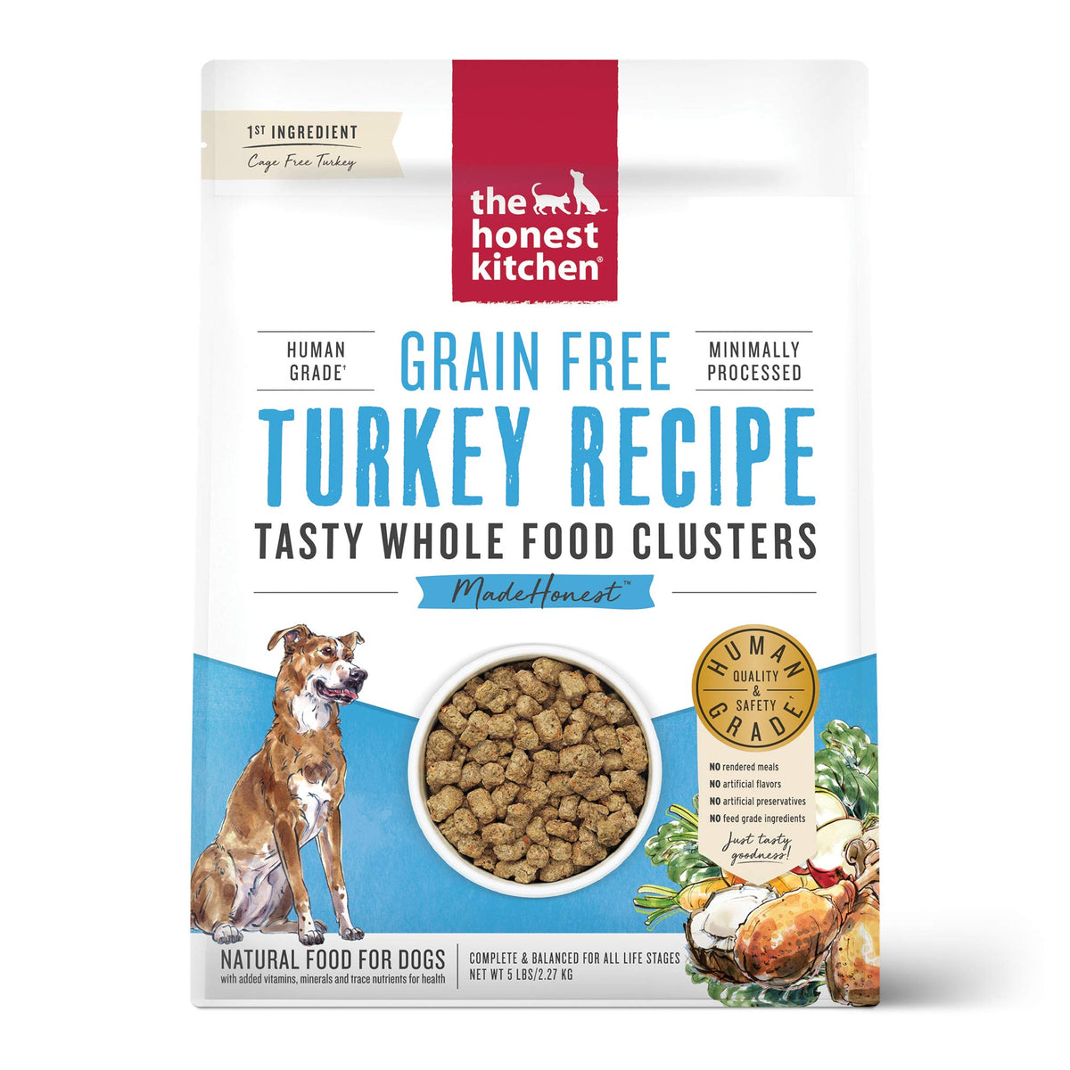 The Honest Kitchen Whole Food Clusters Human Grade Dry Dog Food - Grain Free Turkey 5 lbs