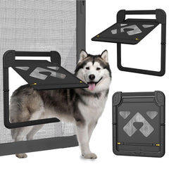 Dog Door for Screen Door, Doggy Door for Sliding Door, Lockable Screen Door for Large Dog, 14 x 11.8 inches, Black