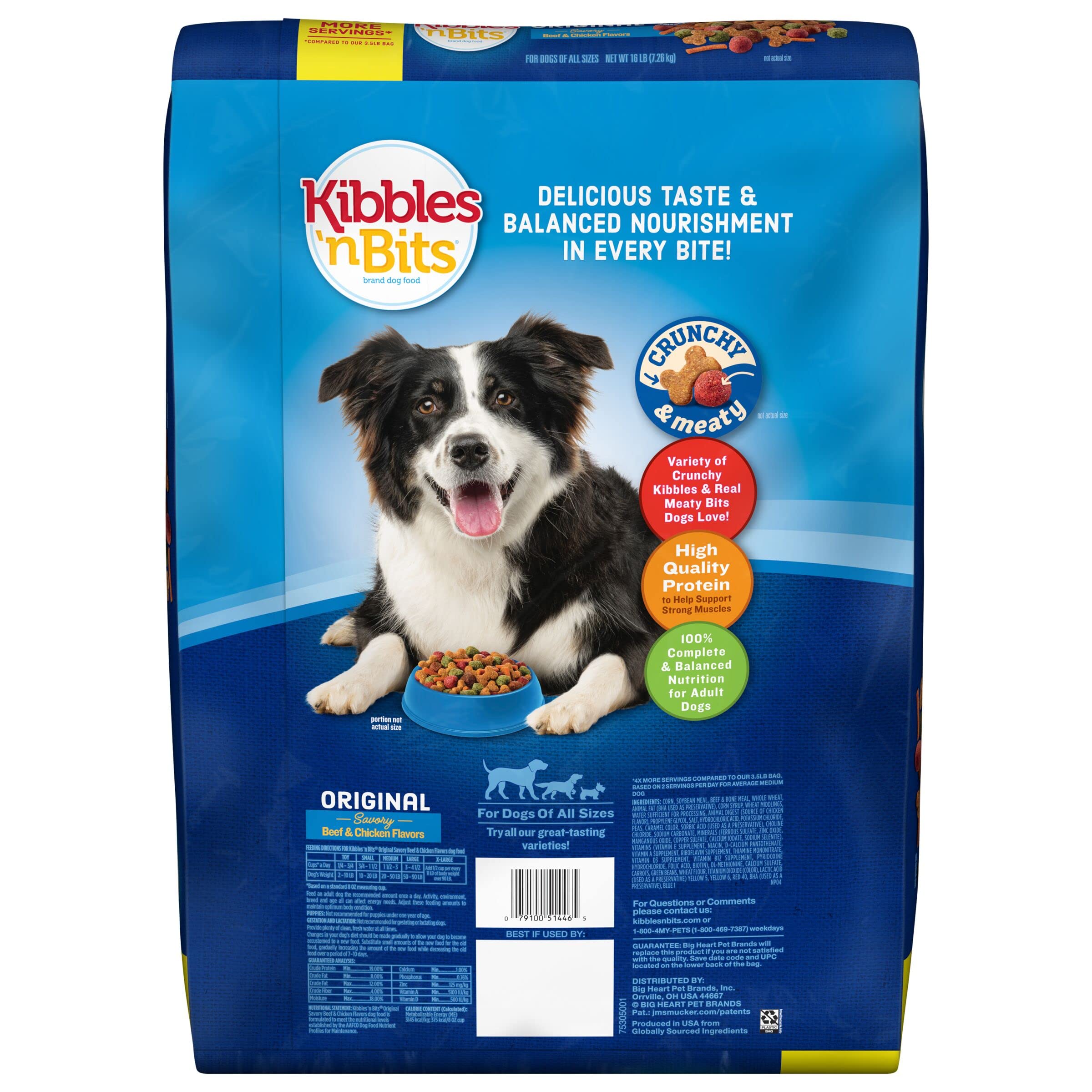 Kibbles 'N Bits Original Savory Beef & Chicken Flavors Dry Dog Food, 45 Pound Bag