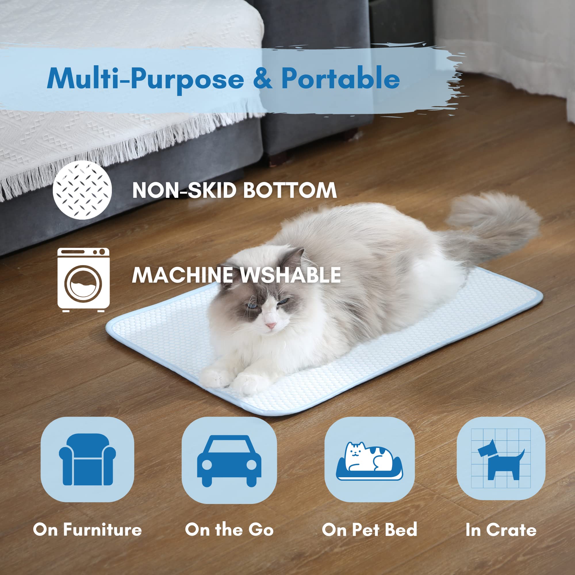 Dog Cooling Mat, Cat Cooling Mat, Supramolecular Cooling Material, Ultra Breathable, Machine Washable Cooling Pad for Dog Dog Cooling Pad Pet Cooling Mats for Dogs, 18x14 Inches Small